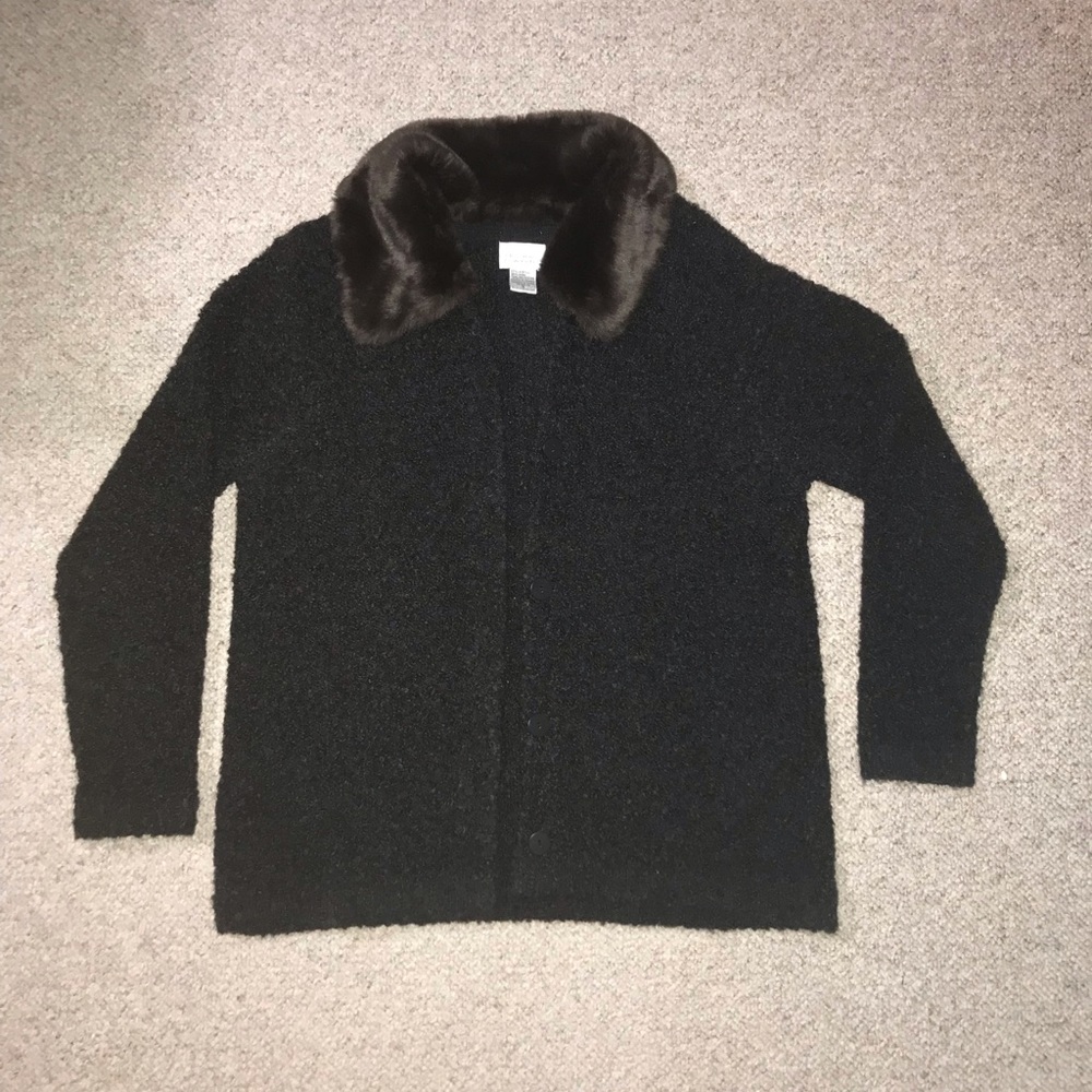 Deane & White Black Knitted Button Cardigan Small